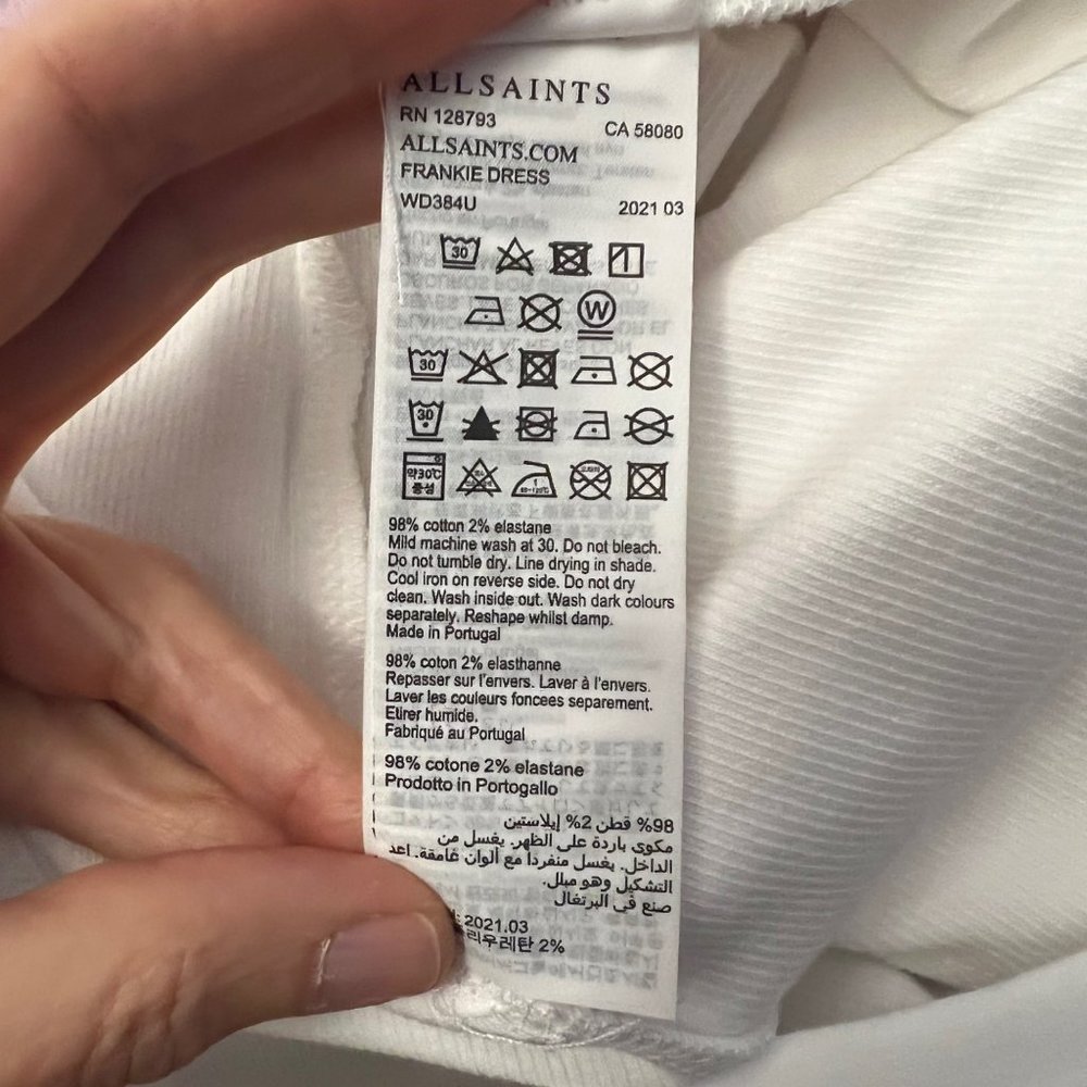 Allsaints Revolve Frankie Dress in Optic White 10 NWT - Picture 6 of 7